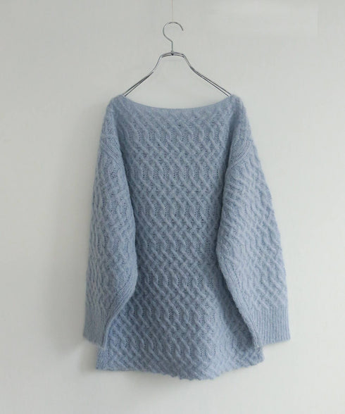 wool mohair cable boatneck top