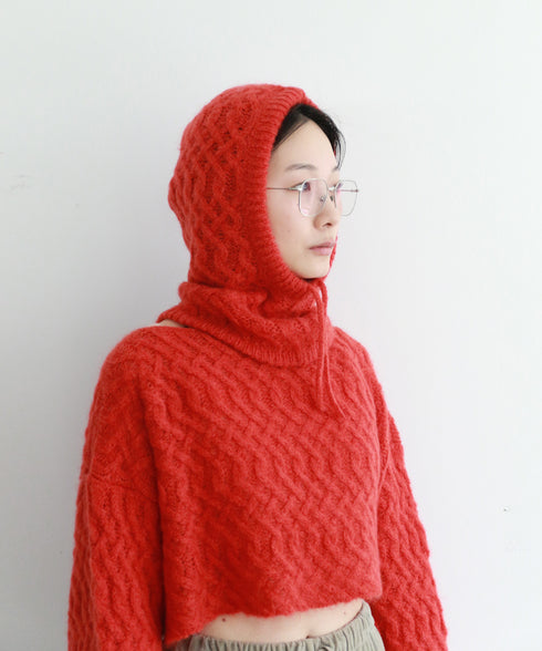 wool mohair cable balaclava