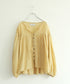 natural dye sheer cotton check gather blouse