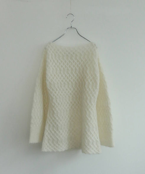 wool mohair cable boatneck top