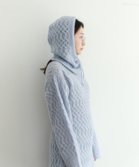 wool mohair cable balaclava