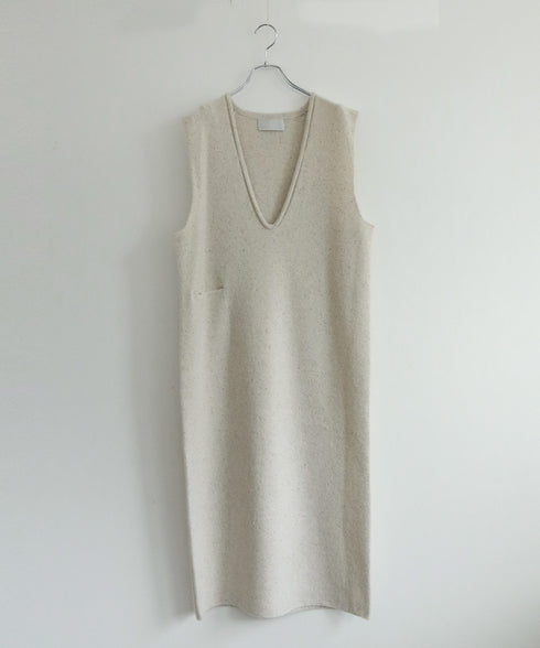 boiled wool v neck dress