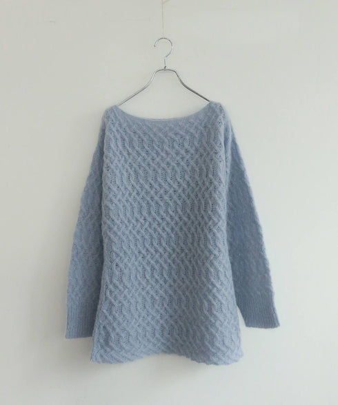 wool mohair cable boatneck top