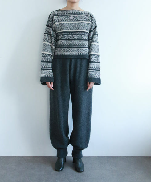 wool jacquard boatneck top