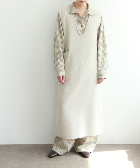 boiled wool v neck dress